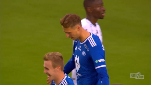 Norwegian forward chests the ball to score a fantastic goal